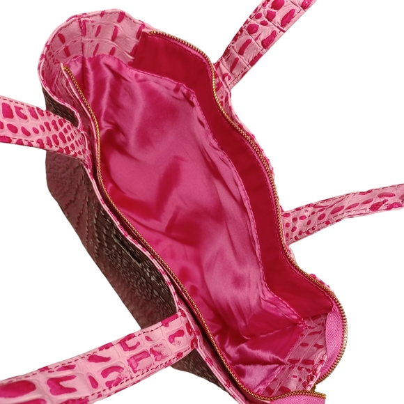 NEW BABYLISS PRO Pink Hot Pink Faux Reptile Print Tote Bag Zipper Top Purse - Picture 12 of 13